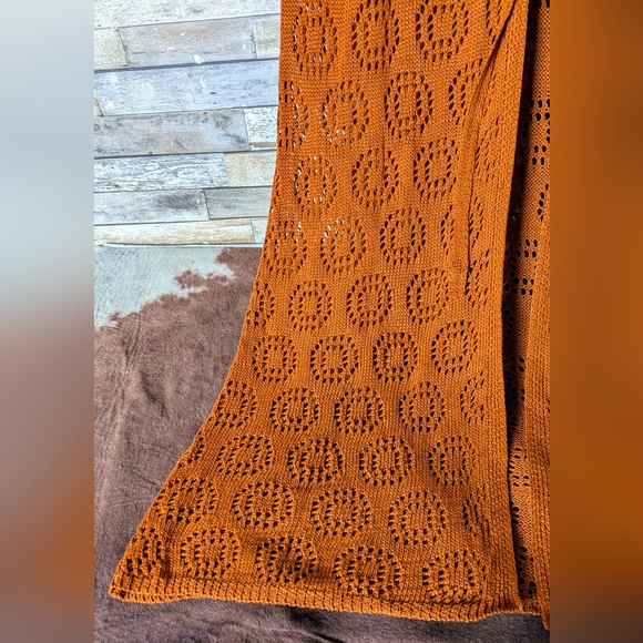 New Orange Sleeveless Knit Sweater Vest With Ties - Picture 2 of 13